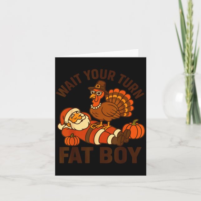 Cartão Funny Thanksgiving Christmas Turkey Vs Santa For M (Frente)