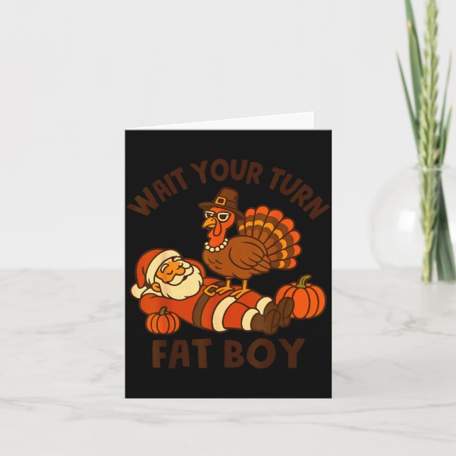 Cartão Funny Thanksgiving Christmas Turkey Vs Santa For M (Frente)