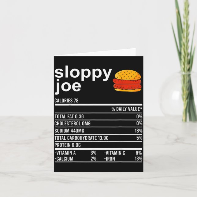 Cartão Funny Thanksgiving Food Apparel, Sloppy Joe Nutrit (Frente)