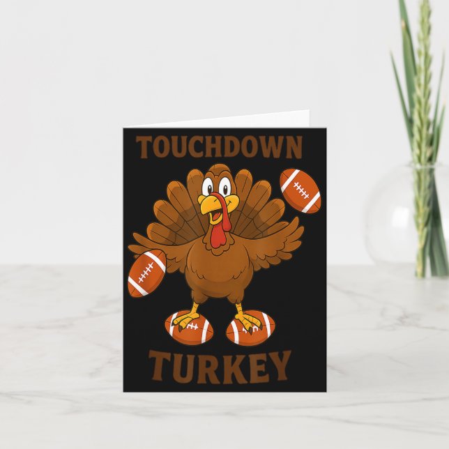 Cartão Funny Thanksgiving Football Touchdown Turkey  (Frente)