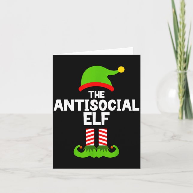 Cartão Funny The Antisocial Elf Christmas Family Pajama A (Frente)