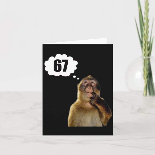 Cartão Funny Thinking Monkey Meme Six Seven 6 7 Meme  (Frente)