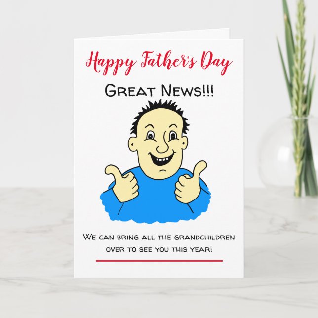 Cartão Funny Thumbs Up Visit Cartoon Father's Day Card (Frente)