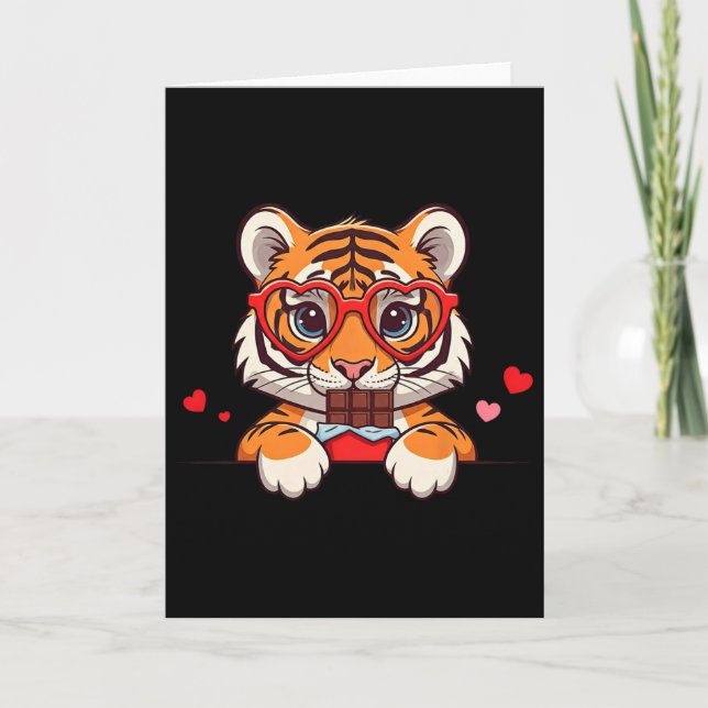 Cartão Funny Tiger Heart Chocolate Valentine Tiger Womens (Frente)