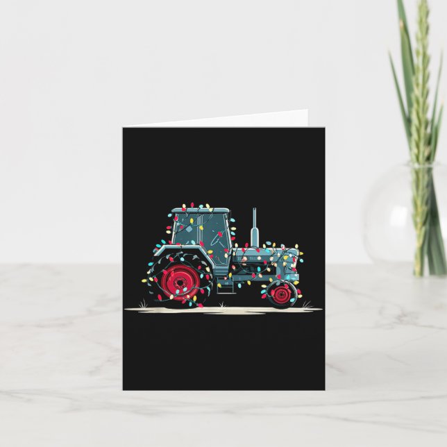 Cartão Funny Tractor Christmas Graphics Lights Lover Farm (Frente)