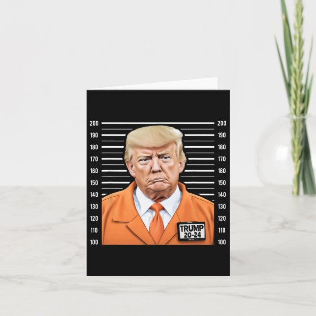 Cartão Funny Trump 2024 Prisioneiro Mugshot (Frente)