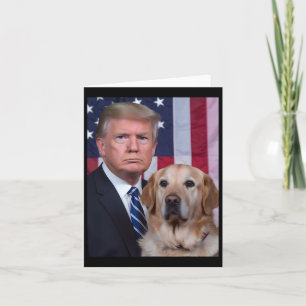Cartão Funny Trump E Ouro Retriever Dog Usa Flag