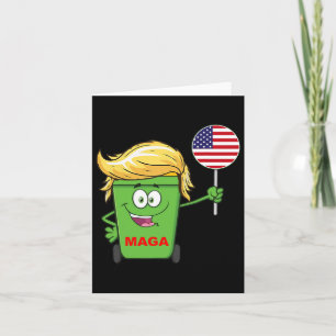 Cartão Funny Trump Mega Cartoon Garbage Flag Americano