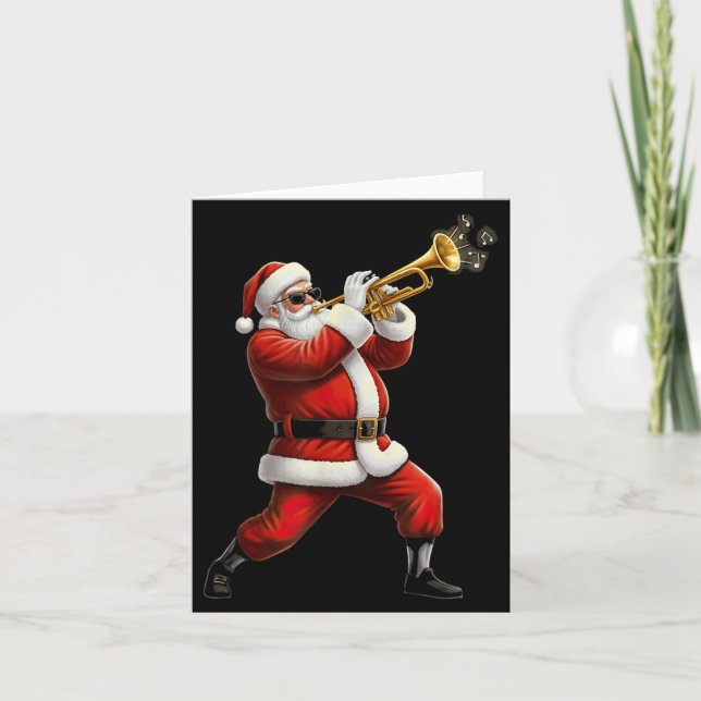 Cartão Funny Trumpet Santa Christmas Graphic Player Trump (Frente)