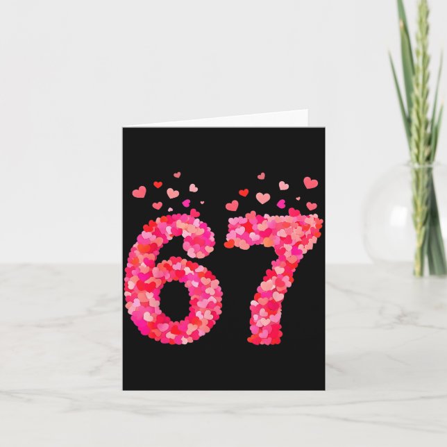 Cartão Funny Valentine 6 7 Meme Boy Six Seven Hearts Gen  (Frente)