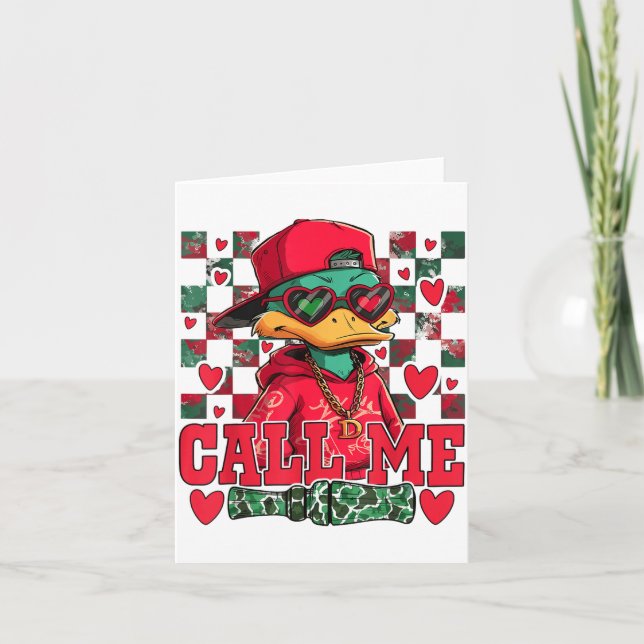 Cartão Funny Valentine's Day Boy Duck Hunting Call Me Tod (Frente)