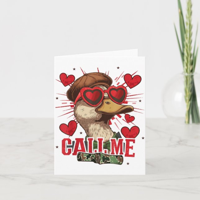 Cartão Funny Valentine's Day Boy Duck Hunting Call Me Tod (Frente)