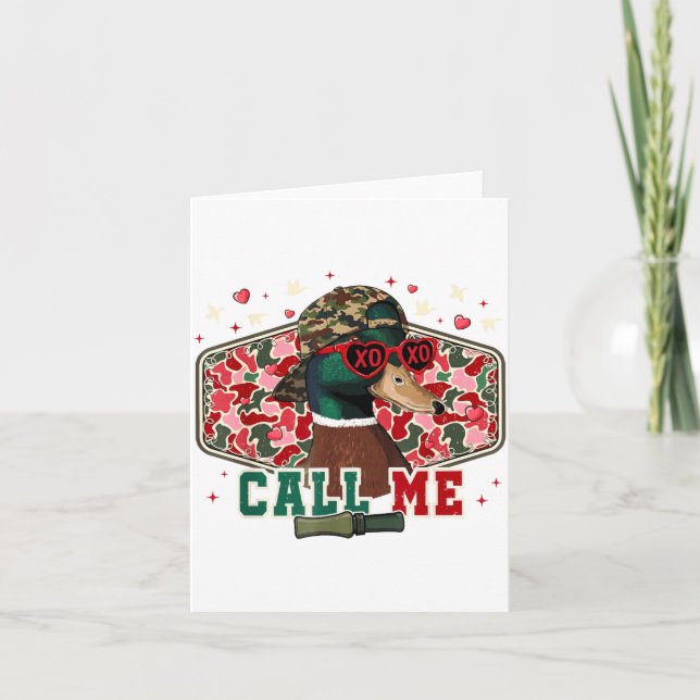 Cartão Funny Valentine's Day Boy Duck Hunting Call Me Tod (Frente)