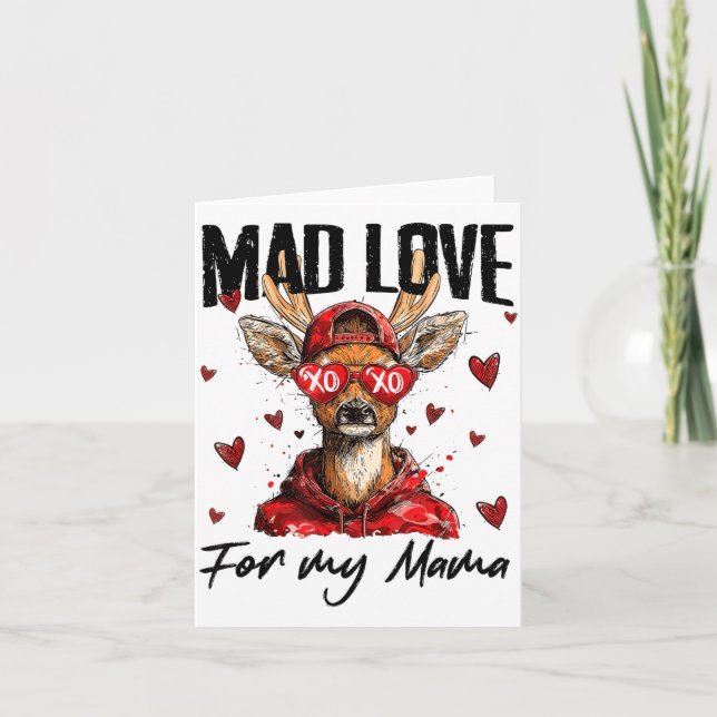 Cartão Funny Valentine's Day Mad Love For My Mama Deer Hu (Frente)