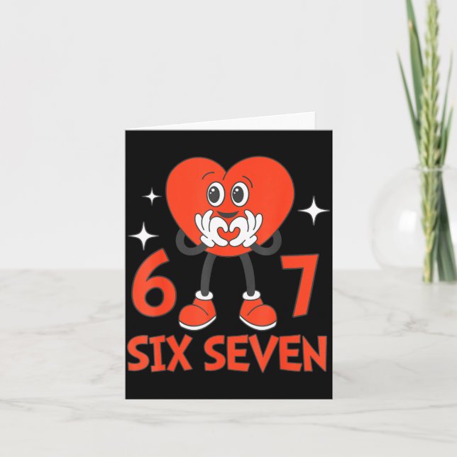 Cartão Funny Valentines Six Seven Hearts 6 7 Meme Boys Gi (Frente)