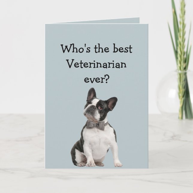 Cartão Funny Veterinarian Thank You Wishes Boston Terrier (Frente)