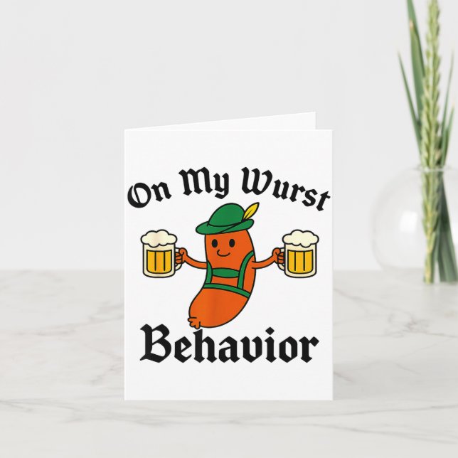 Cartão Funny Vintage German Octoberfest Wurst  (Frente)
