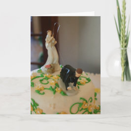 Cartão Funny wedding card fishing bride catching groom