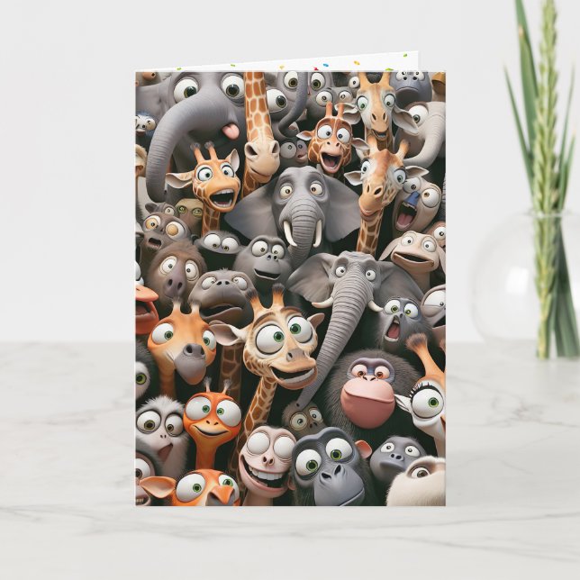Cartão Funny Wildlife Group Birthday (Frente)