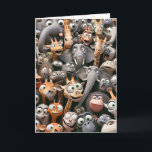 Cartão Funny Wildlife Group Birthday<br><div class="desc">Grupo de elefantes, macacos, girafas e outros animais selvagens cartunistas loucos, para o aniversário do grupo. O texto pode ser alterado.</div>