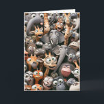 Cartão Funny Wildlife Group Birthday<br><div class="desc">Grupo de elefantes,  macacos,  girafas e outros animais selvagens cartunistas loucos,  para o aniversário do grupo. O texto pode ser alterado.</div>