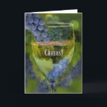Cartão Funny Wine Themed Cheers Happy Birthday<br><div class="desc">This is a fun birthday card,  elegant on the cover and fun on the inside. There is always a good excuse to wine,  but on a Birthday?  You Bet!</div>