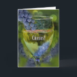 Cartão Funny Wine Themed Cheers Happy Birthday<br><div class="desc">This is a fun birthday card,  elegant on the cover and fun on the inside. There is always a good excuse to wine,  but on a Birthday?  You Bet!</div>
