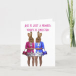 Cartão Funny womans age saying birthday card<br><div class="desc">Easily personalize this funny modern digital humorous fashionable crazy bunny  rabbit girls dressed in blue and pink,  with fun age is just a number,  yours is unlisted,  with your own personalized  greeting to make a unique custom birthday card for her.</div>