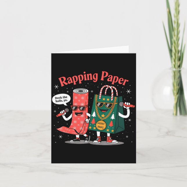 Cartão Funny Wrapng Rapng Paper Wrap Music Rap Pj  (Frente)