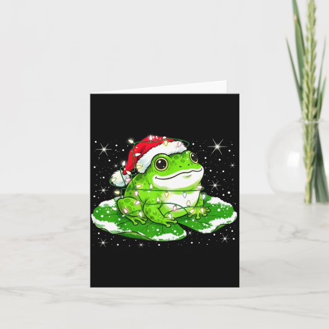 Cartão Funny Xmas Lights Frog Cute Toad Frogs Women Men K (Frente)