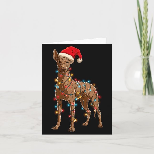 Cartão Funny Xoloitzcuintli Christmas Graphic Dog Lights  (Frente)
