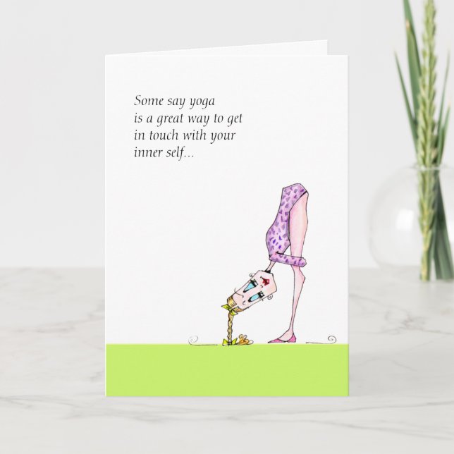Cartão Funny yoga pose humor card (Frente)