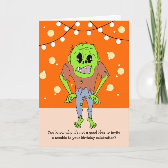Cartão Funny Zombie Birthday Card (Frente)