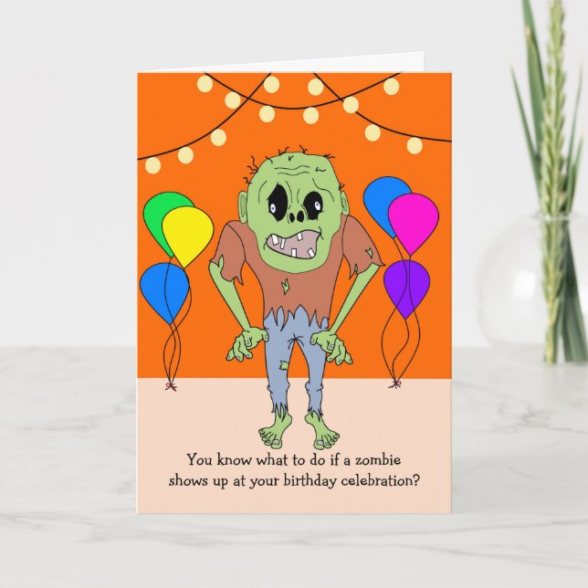 Cartão Funny Zombie Birthday Card (Frente)