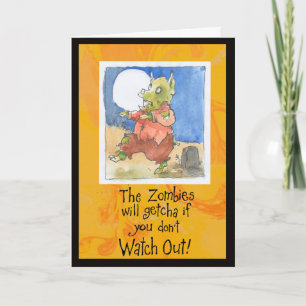 Cartão Funny zombie pig Halloween card
