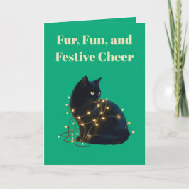 Cartão Fur, Fun, and Festive Cheer Black Cat Entangled