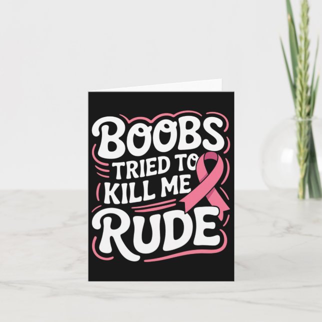 Cartão Furioso Cancer Sobrevivente Rosa Friso M (Frente)