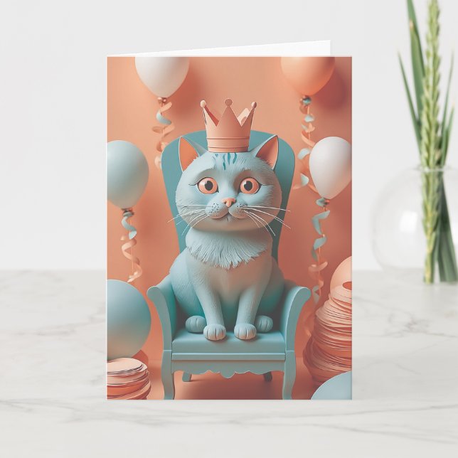 Cartão Furry Feline Birthday Bash (Frente)