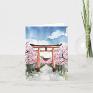 Cartão Fushimi Inari Shrine Kyoto Japão Watercolor