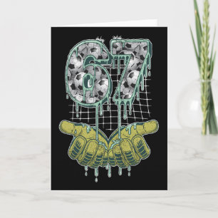 Cartão Futebol 67 Seis Sete Meme Engraçado do Gen Alpha _