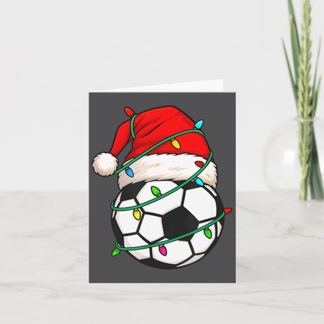 Cartão Futebol Com Chapéu de Papai Noel Presente de Natal (Frente)