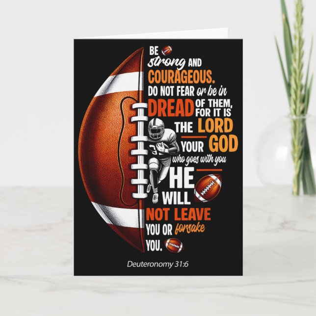 Cartão Futebol Cristão Deuteronômio 31 6 Bíblia Cristã (Frente)