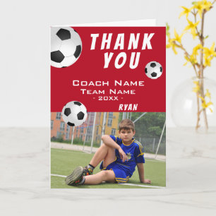 Cartão Futebol de Futebol Esportivo Vermelho Obrigado Tre