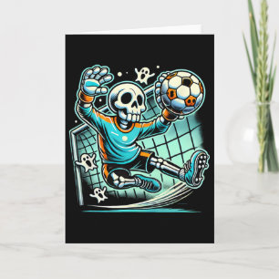 Cartão Futebol de Goleiro Esqueleto de Halloween