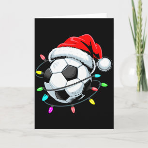 Cartão Futebol de Natal de Santa Luzes de Natal Crianças