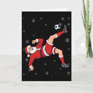 Cartão Futebol Natal Papai Noel Bicicleta Chute Natal Men