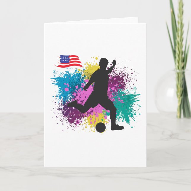 Cartão Futebol Soccer EUA Salpicos de Cor Grunge (Frente)