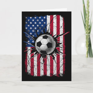 Cartão Futebol Vintage 4 De Julho Homens EUA Bandeira Ame