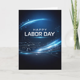 Cartão Futuristic Blue Happy Labor Day