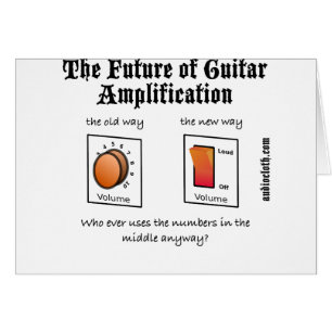 Cartão Futuro da amplificação da guitarra no branco